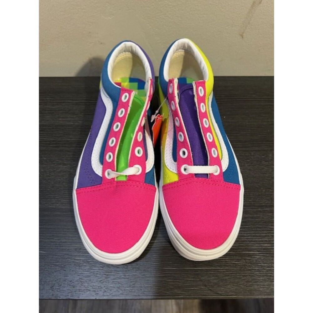 NIB Vans Old Skool Neon Color Block Sneakers Women's Size 6 Skate Shoes Canvas - Picture 2 of 5